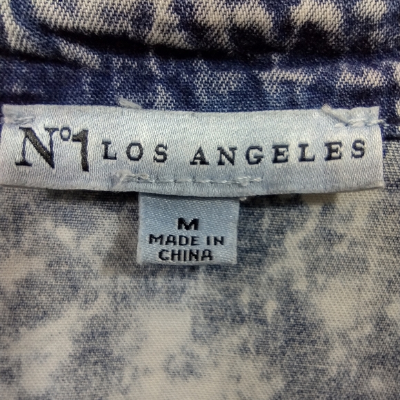 N 1 Los Angeles Acid Wash Denim Dress Women's M Blue Long Sleeve Boho Retro 90s - Picture 8 of 9